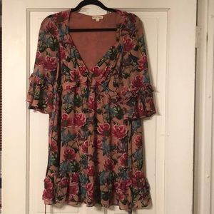 For Love & Lemons Floral Churro Mini Casual Dress